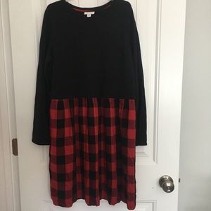 J.Jill Buffalo Plaid Dress Small Long Sleeve
